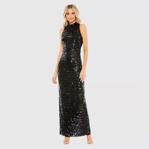 Mac Duggal Black Sequin Backless Gown